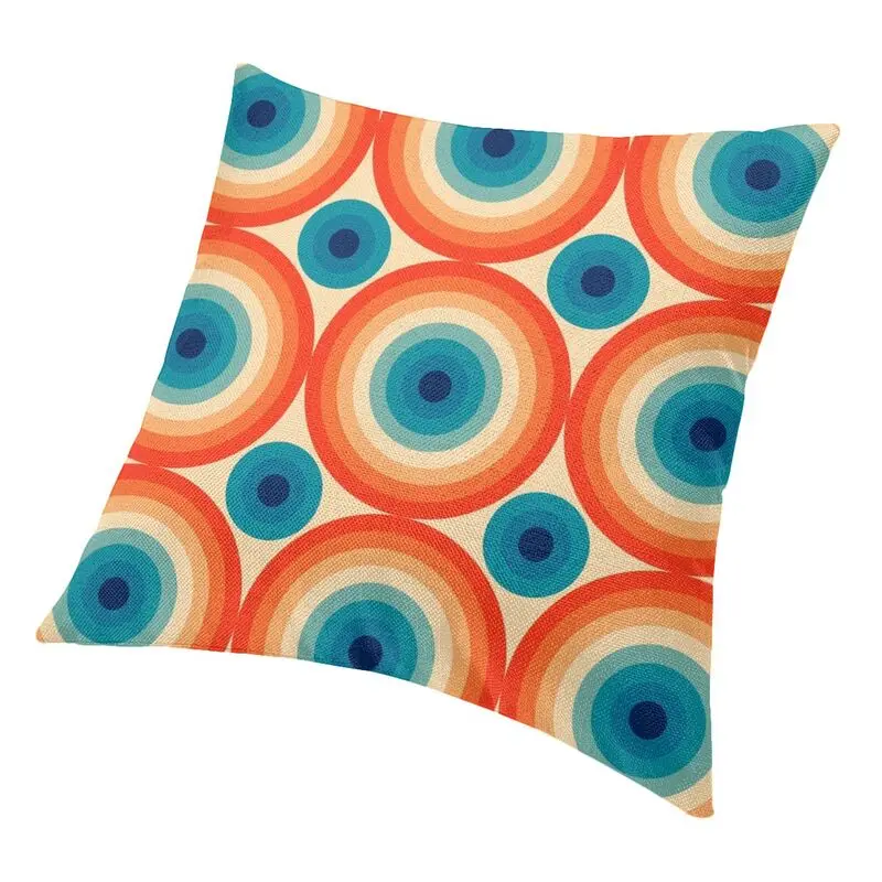 70s Иллюзия в горошек оранжевом и синем цвете наволочка украшение для спальни