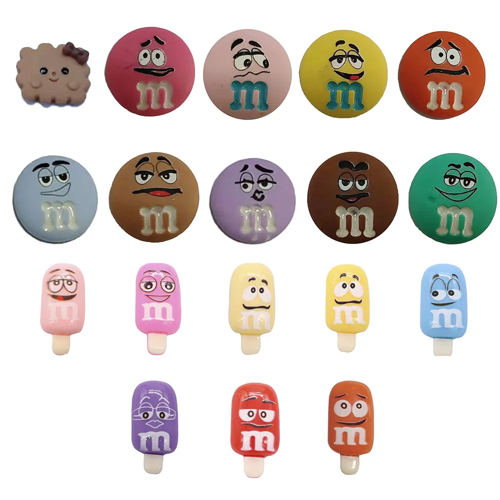 

18PCS Resin Cartoon Fridge Magnetic Sticker Kawaii Ice Cream Expression Chocolate Bean Refrigerator Magnet Kitchen Decoration