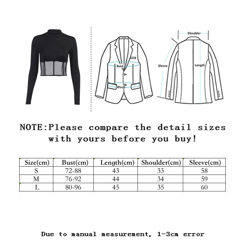 

Zoulv 2021 Spring Sexy New Female Tops Gauze Patchwork Turtleneck Short Skinny T-Shirt Women Long Sleeve Navel Slim Female Tee