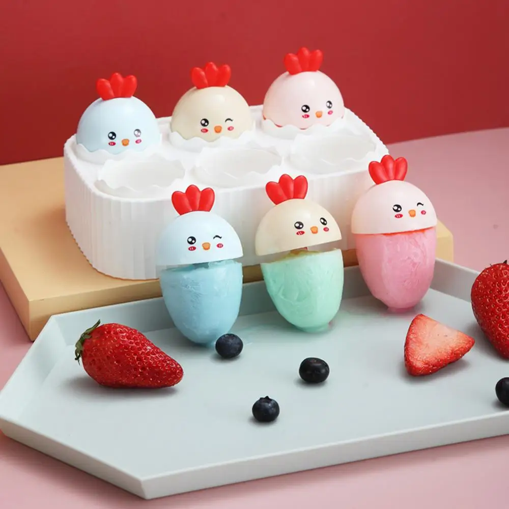

Cartoon Chick Ice Tray Mold 6 Grid Homemade Popsicle Egg Ice Cream Mold Home Summe Creative Diy Popsicle