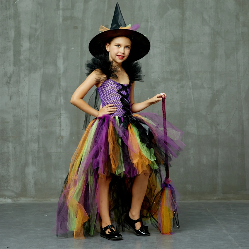 

Halloween Witch Costume Dress For Girls Carnival Show Cosplay Robe Nina Disfraz Fancy Baby TUTU Dresses Purim Outfits Clothing