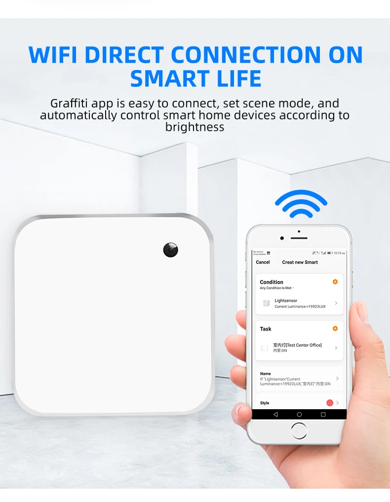 

Tuya Smart Home WIFI Illuminance Brightness Sensor 30000 lux Light Monitor Smart Life APP Linkage Control With Tuya Smart Device