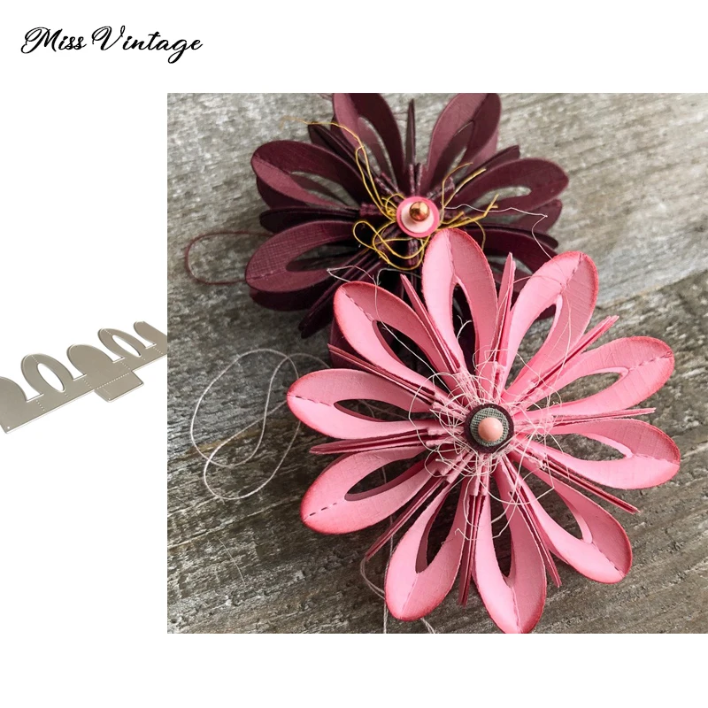 Miss Vintage 2021 Новый 3D складной цветок металлические штампы трафарет для