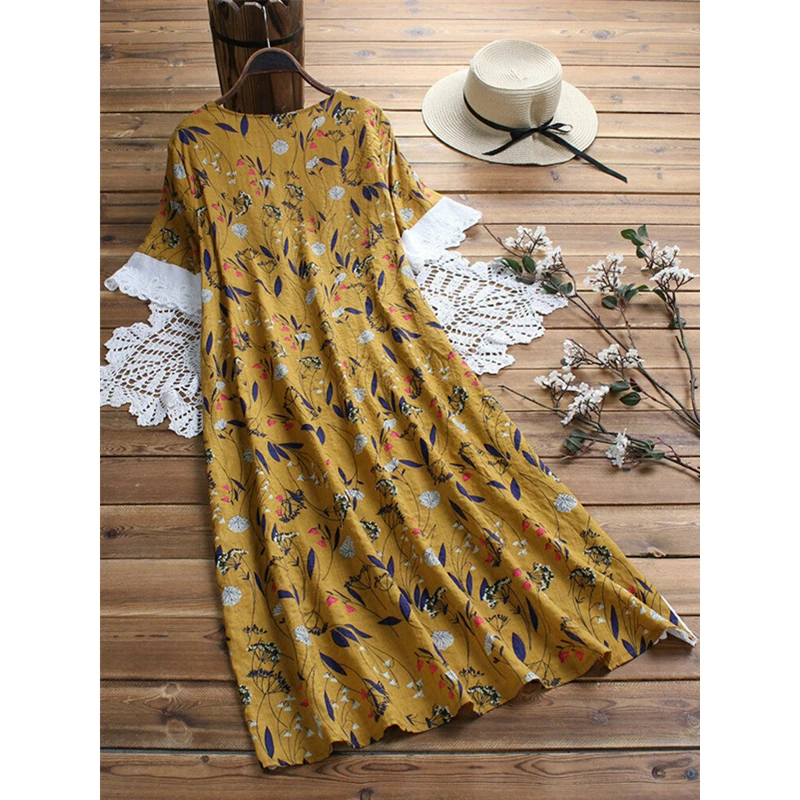

Fashion Women Dress Oversize Shirt Tops Lace Women Dress Plus Size Ladies Dresses Sundress Casual Summer Mini Dresses