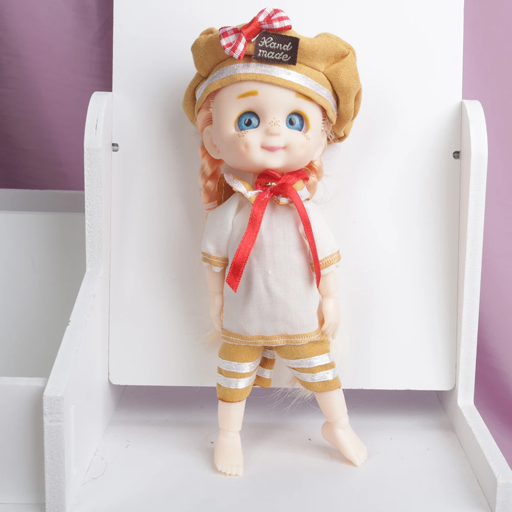 Милое лицо 1/12 BJD Кукла 16 см Школьный костюм 13 шарнирные куклы мини голубые глаза