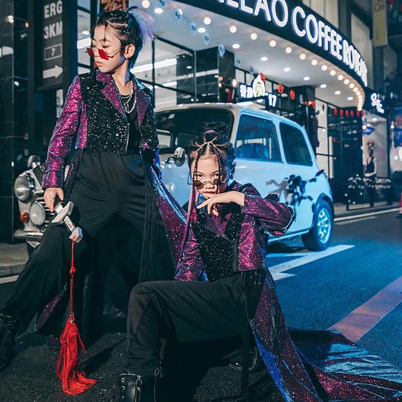 

Jazz Dance Clothes For Kids Autumn New Shiny Hip Hop Suit Boys & Girls Modern Street Dance Catwalk Show Stage Costumes