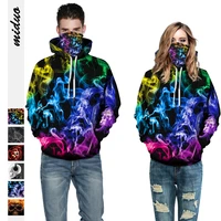 manufacturers selling skeleton smoke digital printing couple hoodie hooded fleece qiu dong loose baseball uniform boom