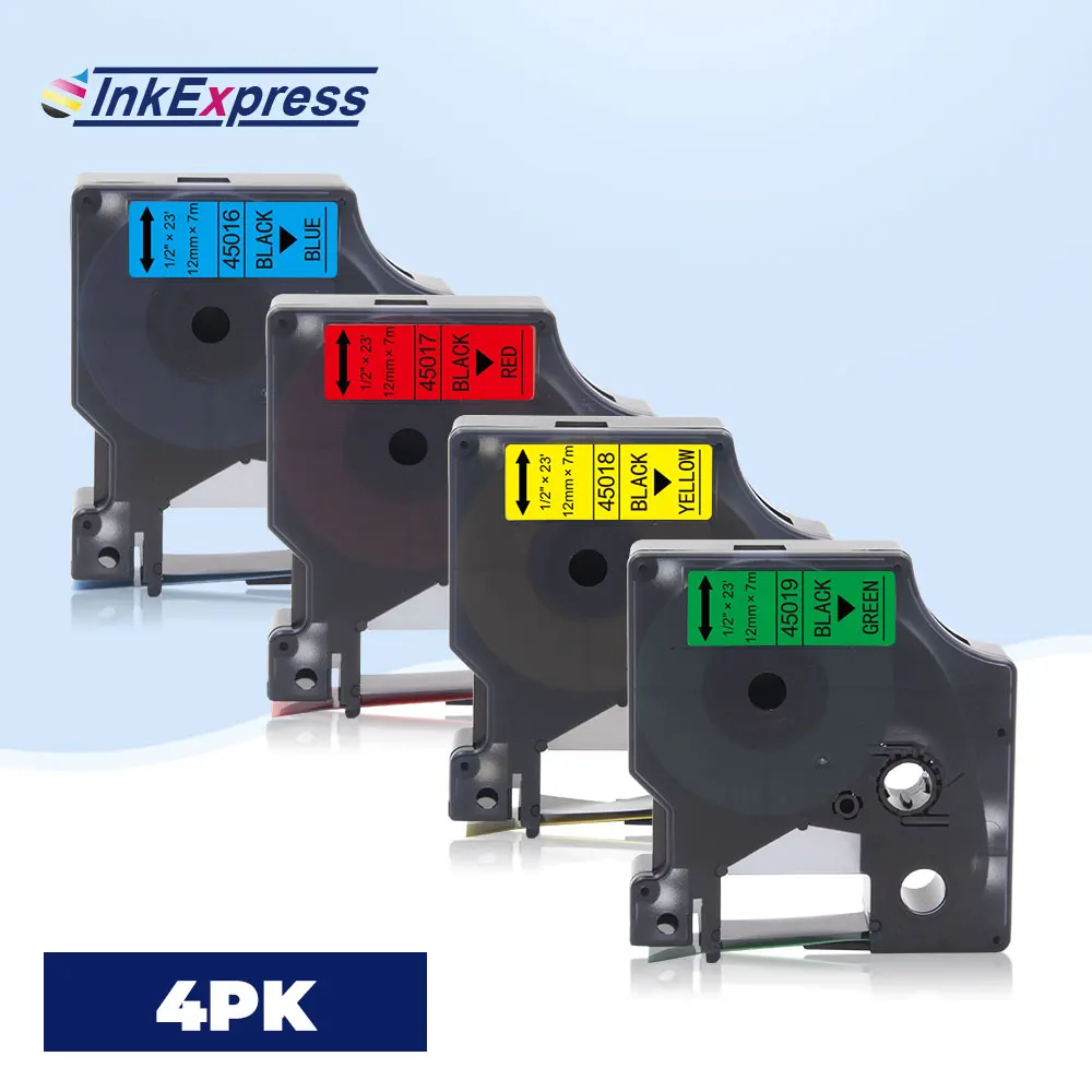 

4Colors Label Tape 12mm For DYMO D1 Tape 45016 45019 45017 45018 Tape For DYMO LabelManager 160 280 Label Maker Rhino 4200 5200