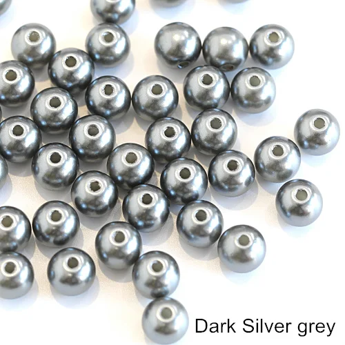 Dark Silver grey Много цветов ABS имитация жемчуга круглые бусины с дырочками DIY браслет серьги Подвески швейные бусы ожерелье Изготовление ювелирных изделий B3625 - Цвет: Dark Silver grey