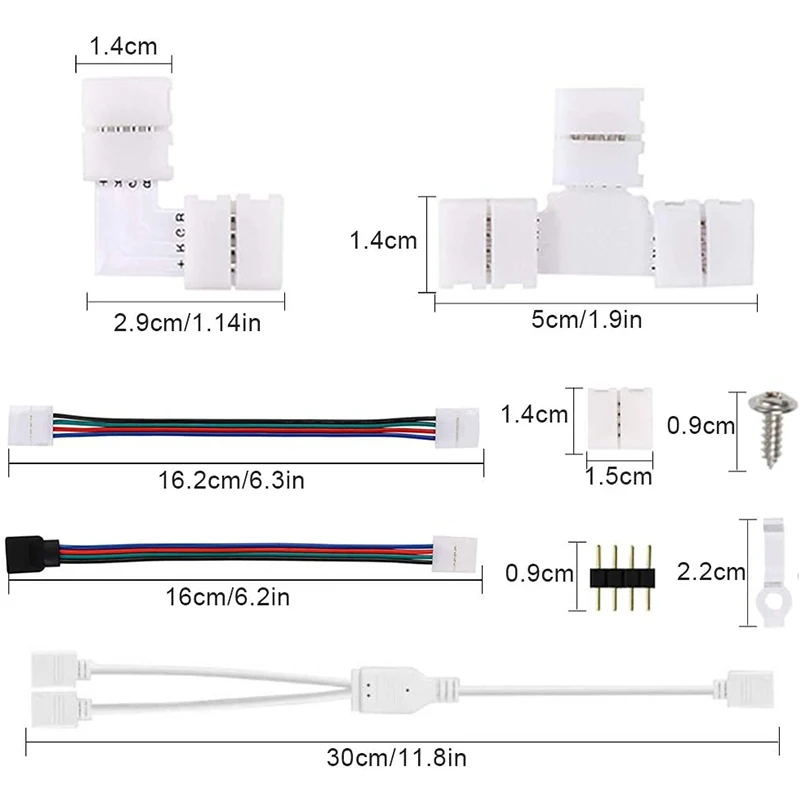 4 Pin Connector 10mm Terminal Splice L T I Shaped RGB LED Strip Light Bar Adapter Accessories Kit for 5050 Jumper Wire | Обустройство