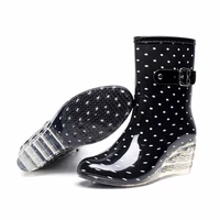 rain boots punk style mid snow boots womens mid calf non slip rain boots outdoor wedge water shoes woman zapatos de mujer