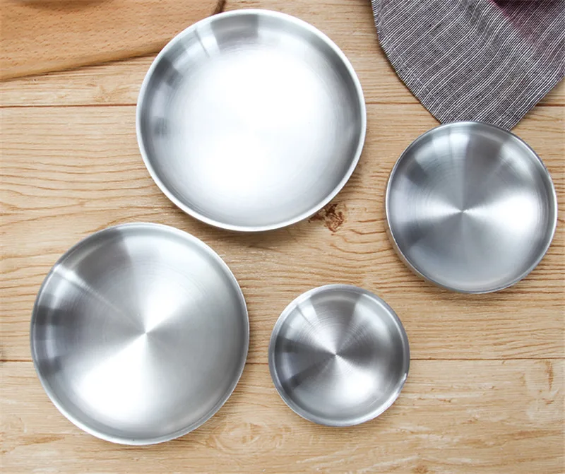 Круглая боковая тарелка для приправ из нержавеющей стали Круглый Серебряный