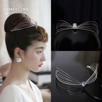 himstory elegance hepburn style crown princess cubic rhinestone tiaras headband woman diadem pageant hair accessories