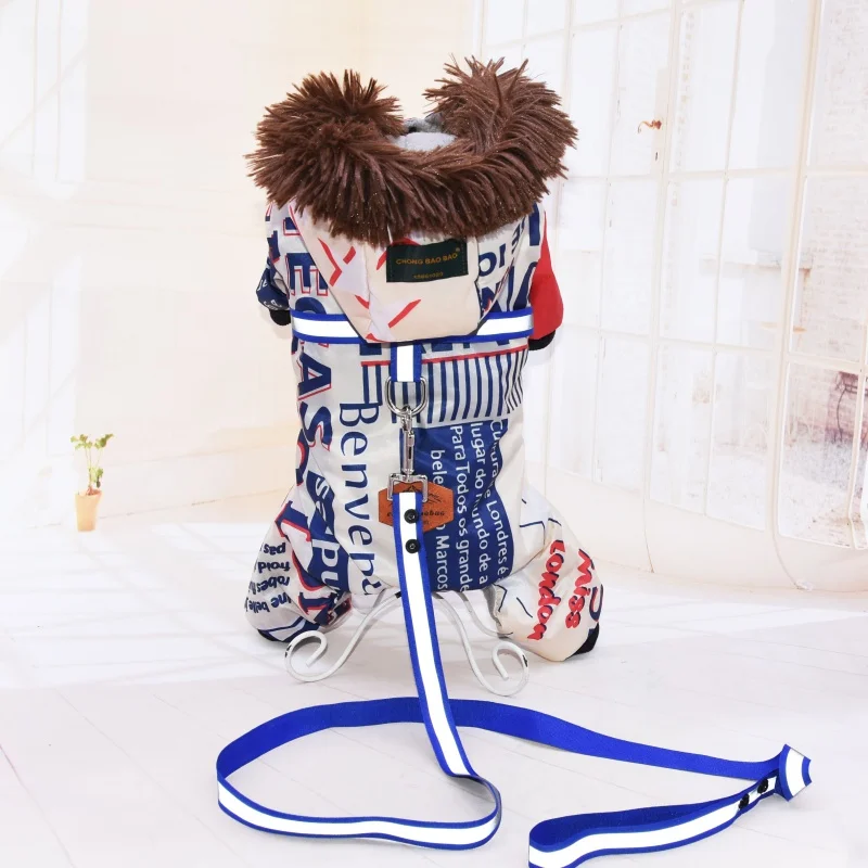 Осенне зимняя утепленная пуховая куртка для домашних животных с четырьмя ногами