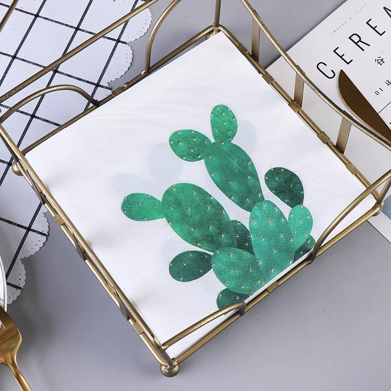 Бумажные салфетки для декупажа цветные бумажные полотенца 20 шт. 2 слоя кактус