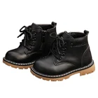 Ботинки детские кожаные, на молнии, в стиле милитари