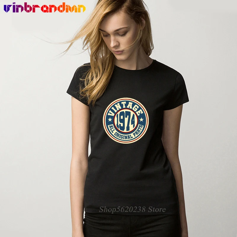 

Винтажные 1974 футболка для женщин в стиле ретро, родившиеся в 1974 Футболка женская легендарные 1974 год рождения Футболка на День Матери 47th, под...