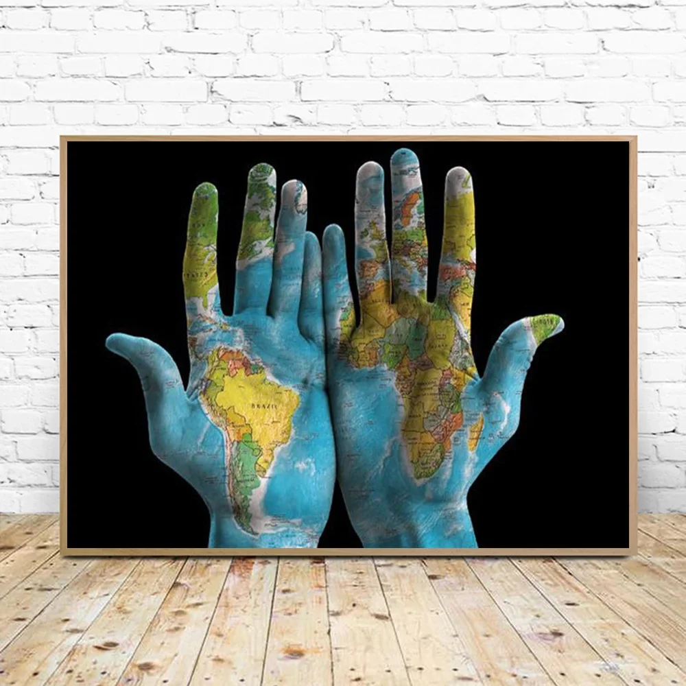 Ручная роспись Карта мира холст живопись и печать современные настенные картины