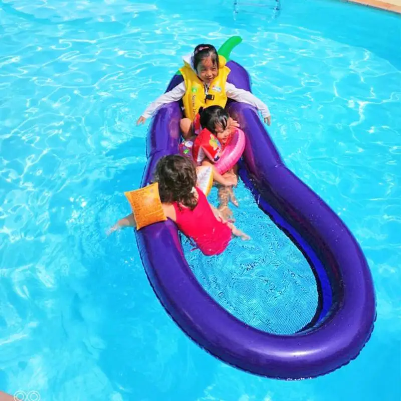 

Summer Swimming Pool Floating Inflatable Eggplant Mattress Swimming Ring Circle Island Cool Water Party Toy boia piscina ChildR
