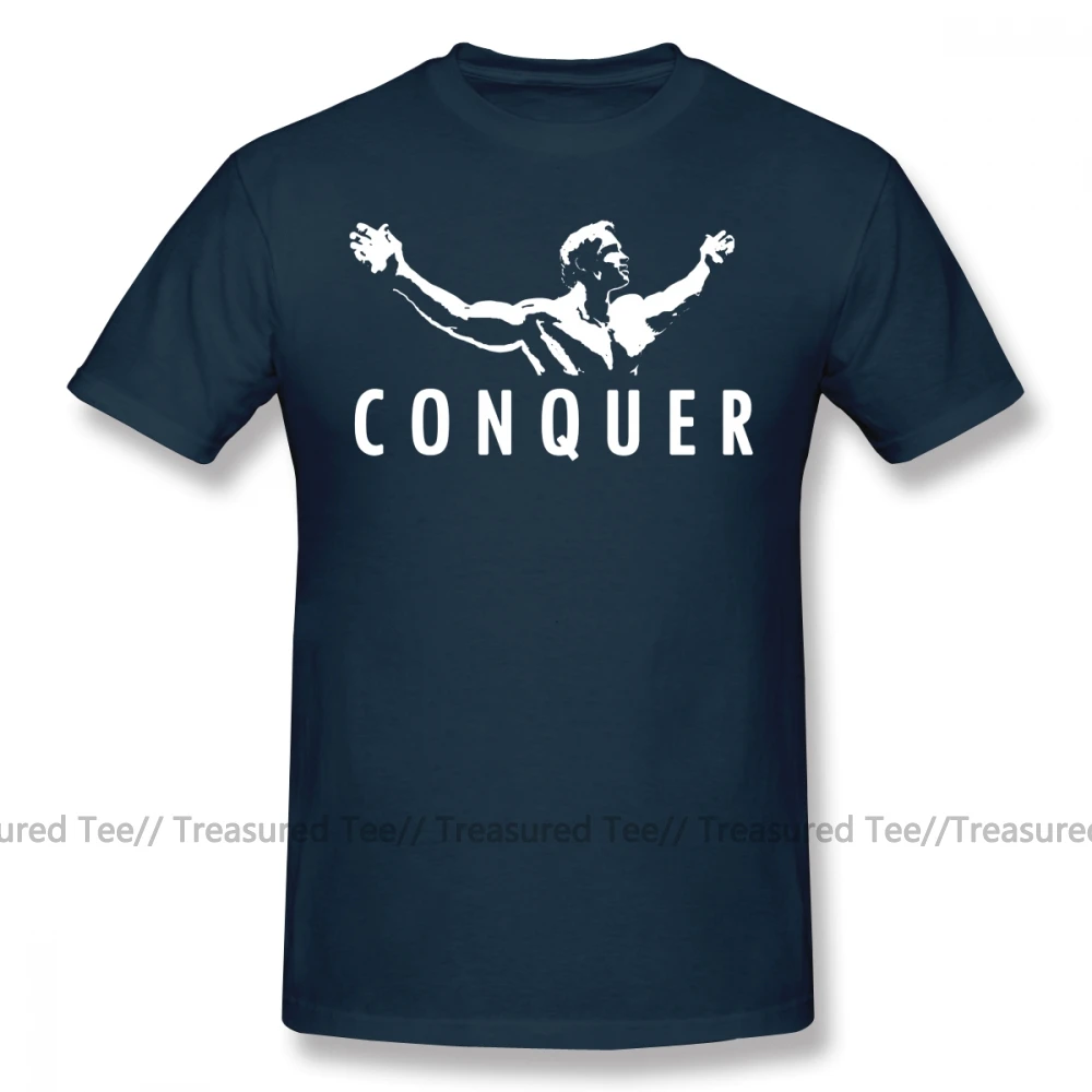 Футболка Arnold Schwarzenegger, футболка Arnold Schwarzenegger Conquer, 100 хлопок, свободная футболка, Классическая футболка - Цвет: Navy Blue