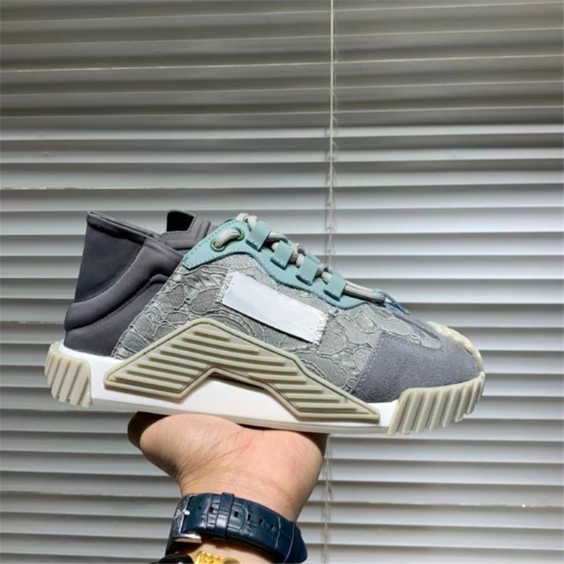 

2021 Lace Mesh Lace-up Casual Sneakers Men Woman Flat Shoes Graffiti Patchwork Shoes woman large size 36-46