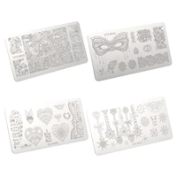 4 pcs nail art images stamping template nail polish stamps kit manicure stencils