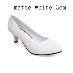 matte white 3cm CEVABLUE/женские туфли-лодочки на каблуке «рюмочка» Осенняя женская обувь с круглым носком тонкие туфли больших размеров обувь для мам LSS-ym - Цвет: matte white 3cm