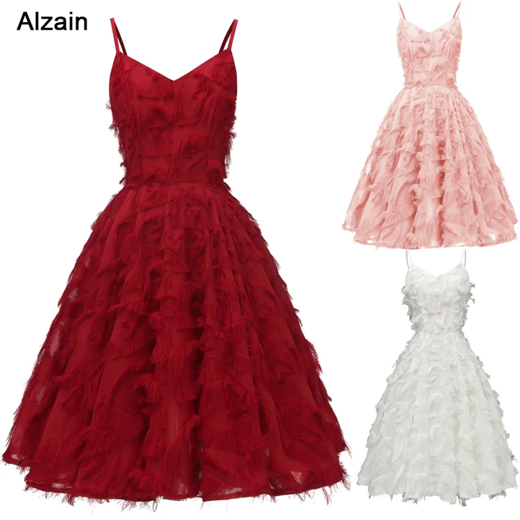 Элегантные коктейльные платья 2021 короткий слинг и кисточкой из перьев