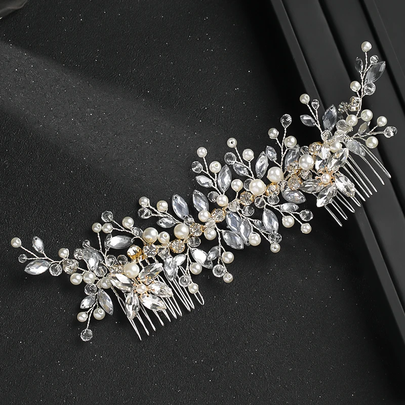 

Bridal Hairpin Bridal Accessories Hair Comb Hairpin Elegant Golden Pearl Rhinestone Ladies Hair Accessories Headband