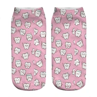 womens socks kawaii seamless pattern with cute teeth socks woman harajuku happy funny novelty cute girl gift socks for women