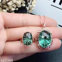 kjjeaxcmy boutique jewelry 925 sterling silver inlaid green crystal necklace pendant ring womens suit beautiful