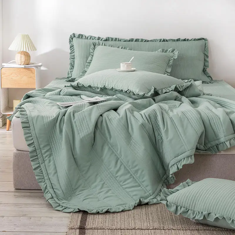 

1Pc Bedspreads Queen Size Quilted Bed Cover for Mattress Green Comforter King Size Coverlet Bedspread(no pillowcase)