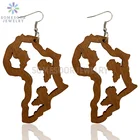 SOMESOOR лазерная резка Африканская Карта родина деревянные висячие серьги с гравировкой я люблю Африку винтажные деревянные висячие ювелирные изделия для женщин