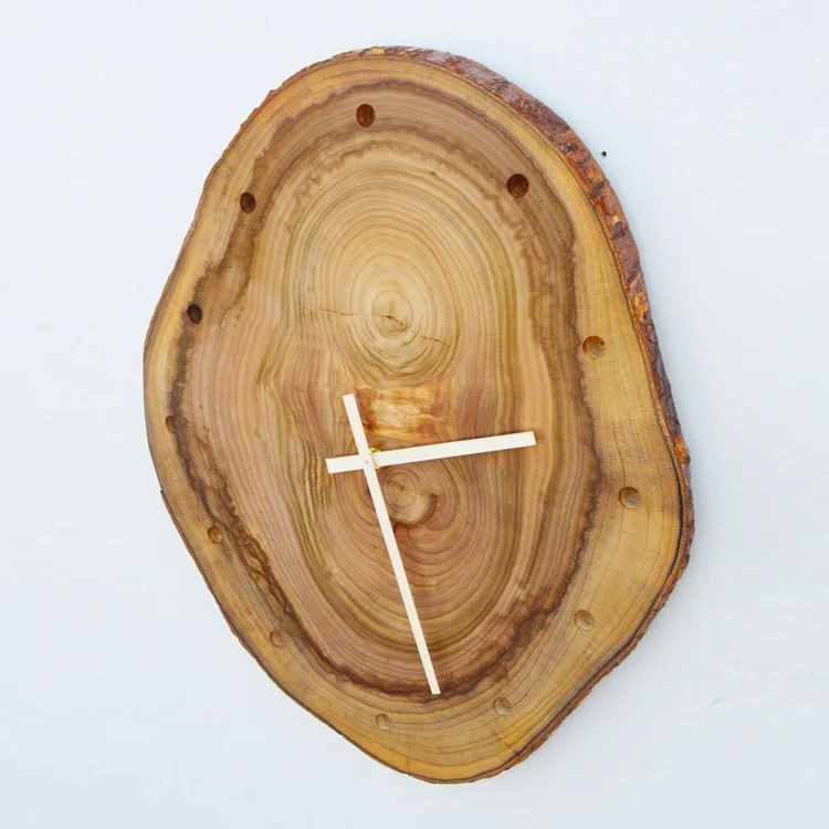 Large Wall Clock Wooden Retro Mute Solid Wood Mechanism Living Room Gift Idea Relojes Madera Pared Home Decor DD55WC | Дом и сад