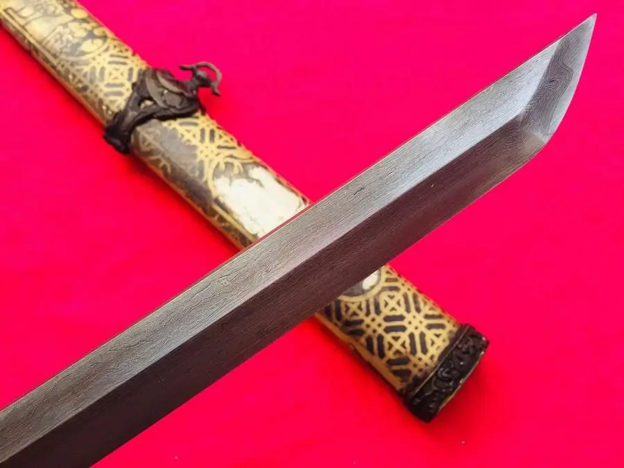 Японский самурайский меч ручной работы HRC60 Подпись Дамасская сталь Балде воин