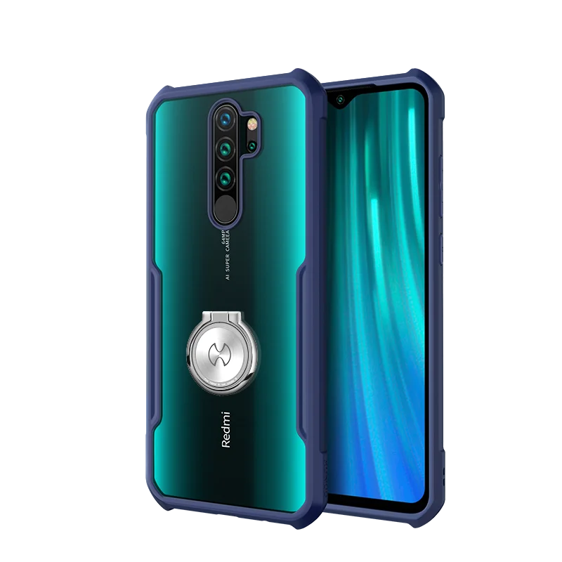 Blue With Ring Для Xiaomi Redmi Note 8 Pro Чехол Xundd чехол для телефона Shookproof защитный чехол бампер Beetle защита экрана закаленное стекло - Цвет: Blue With Ring