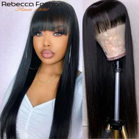 rebecca brazilian straight human hair wigs with bangs full machine made colored wigs human hair for black women long natural wig