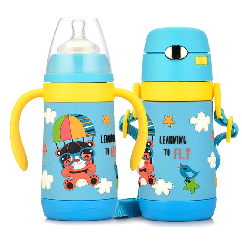 Детский термос чашка Термокружка с 3D рисунком из мультфильма Из мягкого силикона