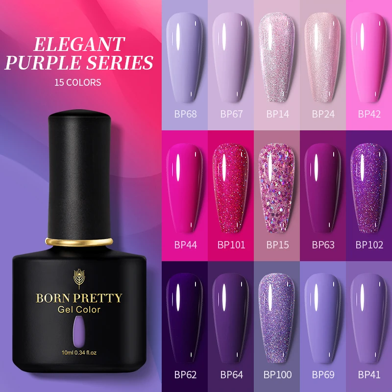 

Гель-лак BORN PRETTY Purple Series Hybrid Vanish Soak Off UV Nail Art Gel Semi-Permanant Base Super Top Coat 10 мл для маникюра