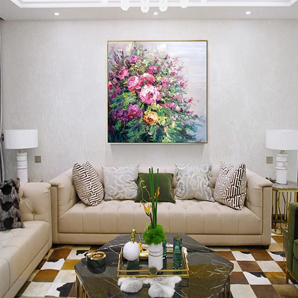 

Wall Decor New Arrival Home Wall Flower Canvas Art Handmade Abstract Flower Oil Painting Canvas Wall Art Modern For Decoration.