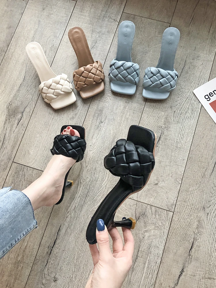 

2021 summer new ladies slippers all-match high-heeled sandals trendy slippers