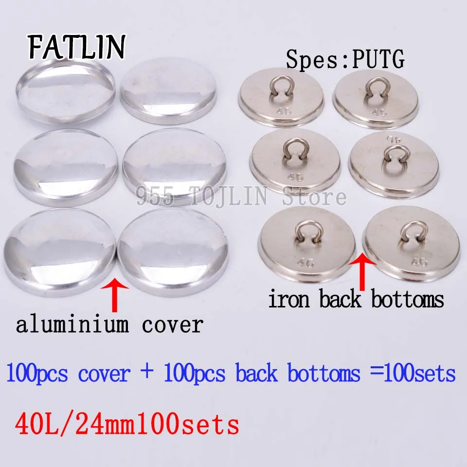40L 24mm 100sets 100 наборов 24L-60L железная Задняя нижняя часть ПУ ткань Покрытые Кнопки Скрапбукинг покрытые круглые комбинированные кнопки для DIY дивана аксессуары - Цвет: 40L 24mm 100sets