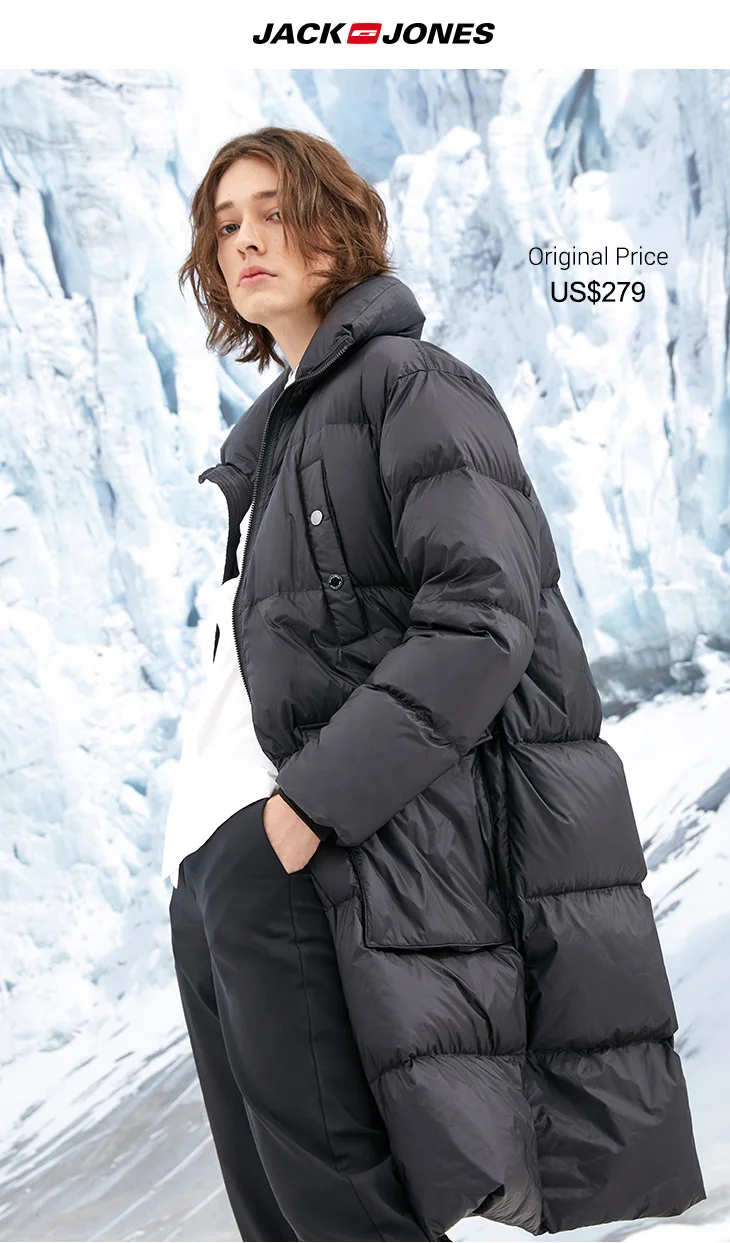 JackJones зимний мужской теплый длинный вертикальный воротник средней длины пальто пуховик | 218412553