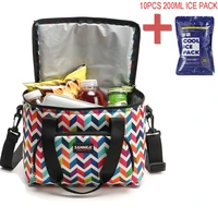 new oxford double layer cooler lunch bag printed insulated thermal food picnic handbag portable shoulder lunch box tote