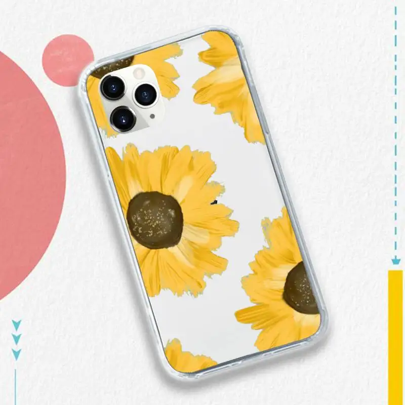 

Daisy pink flower painting Phone Case Transparent soft For iphone 5 5s 5c se 6 6s 7 8 11 12 plus mini x xs xr pro max