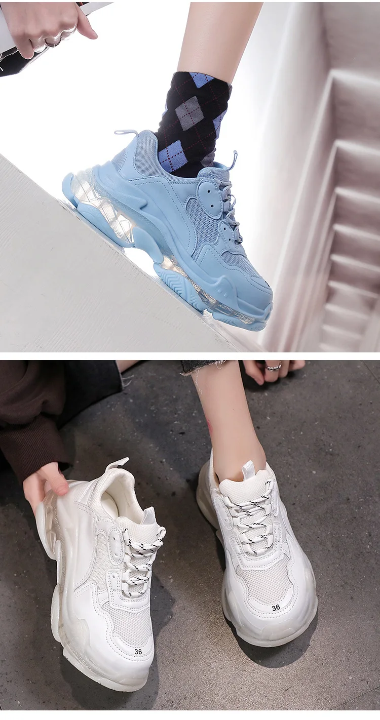 Women's Chunky Sneakers Thick Bottom Platform Vulcanize Shoes Fashion Breathable Casual Running Shoe for Woman Female Dad Shoes