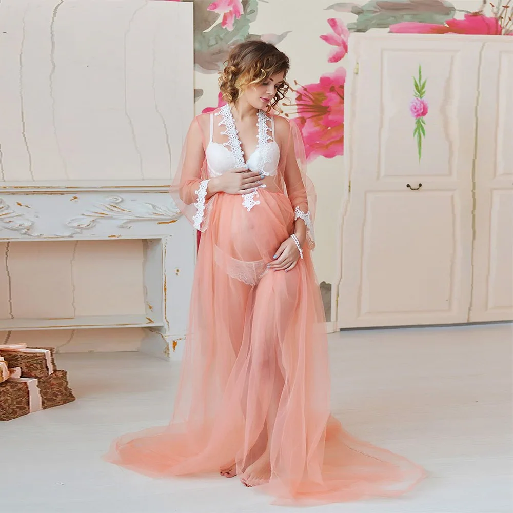 

Тюлевые платья для беременных реквизит для фотосъемки сексуальное платье с разрезом спереди для беременных для фотосъемки длинное Сетчато...