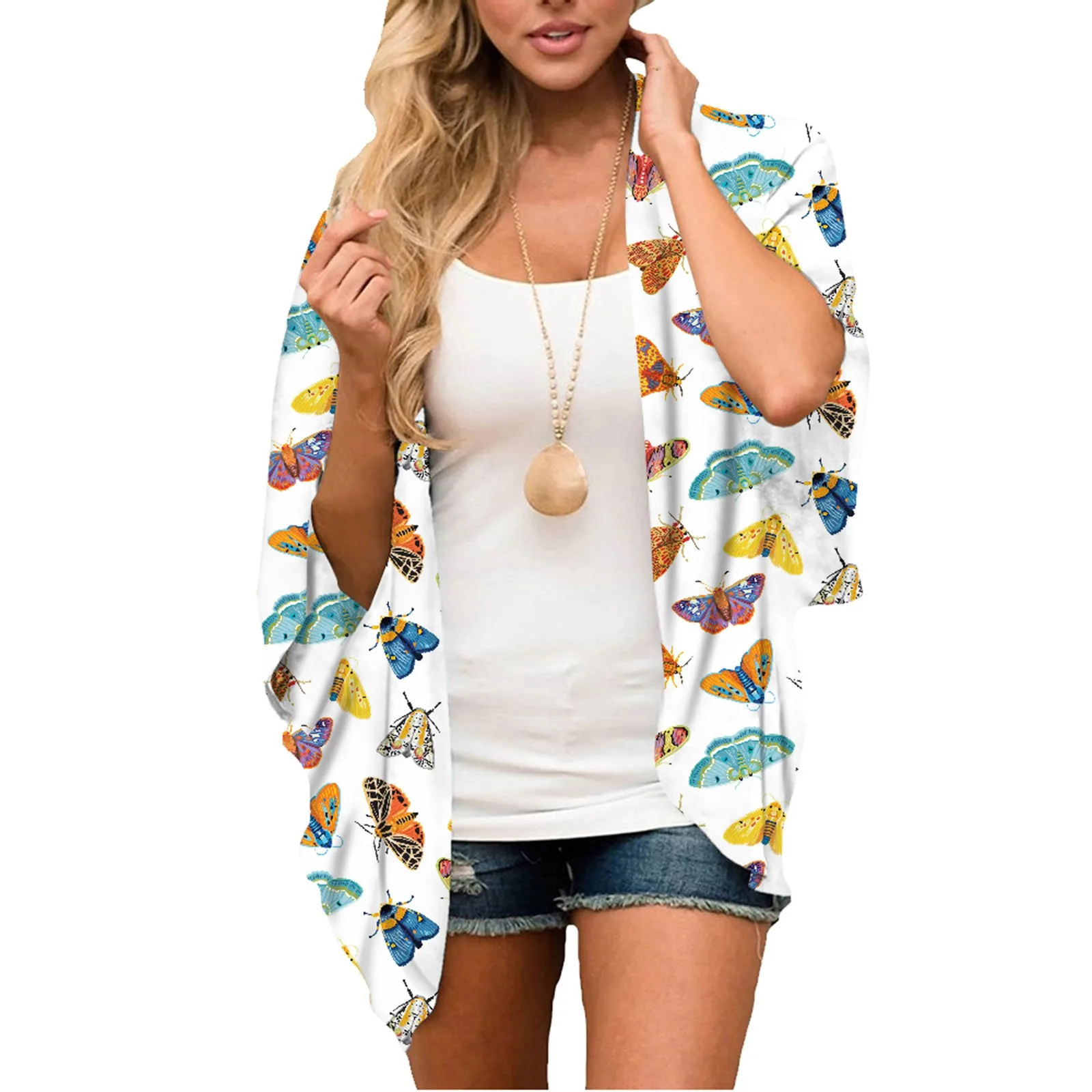 

Chiffon Cardigan Women's Summer Fashion Women Blouse Shirt 2021 Women Puff Sleeve Floral Printed Shirt Blouse Tops Coat