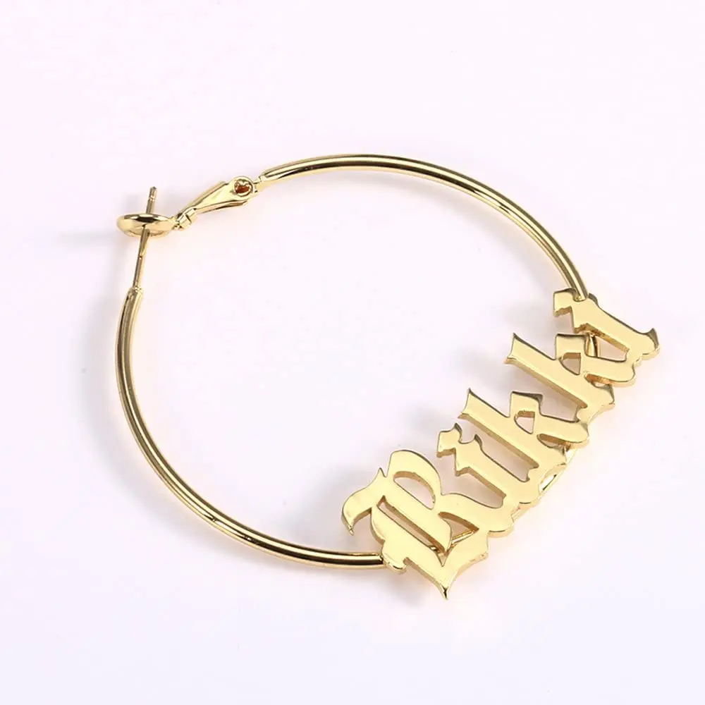 

Custom Earrings Nameplate Earrings Name Hoop Earrings Name Earrings for Women Gold Custom Name Earrings with Any Name