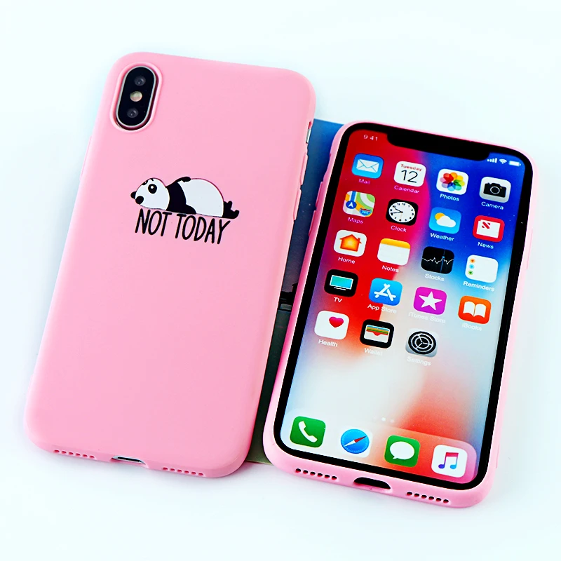 8631-pink Забавные чехлы для телефонов с пандой для iPhone X XS MAX XR 8 7 6 s Plus, мягкие силиконовые облегающие накладки на заднюю панель - Цвет: 8631-pink